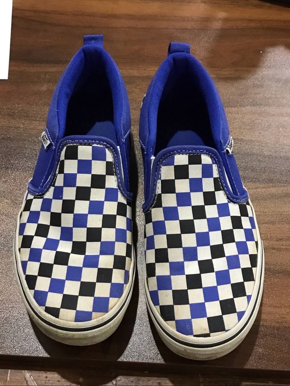 Vans Kids Slip-On Checkerboard Sneakers - Blue/Black/White